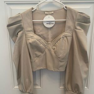 Leather Puff Sleeve Top